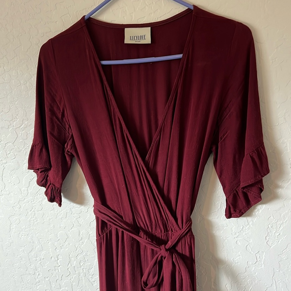 Burgundy wrap dress maxi